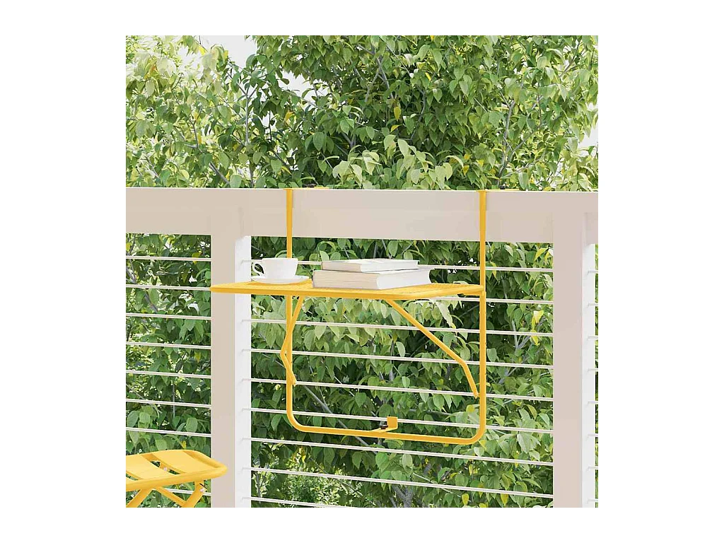 Table Suspendue de Balcon Moutarde 60 x 39 x 65 cm Acier