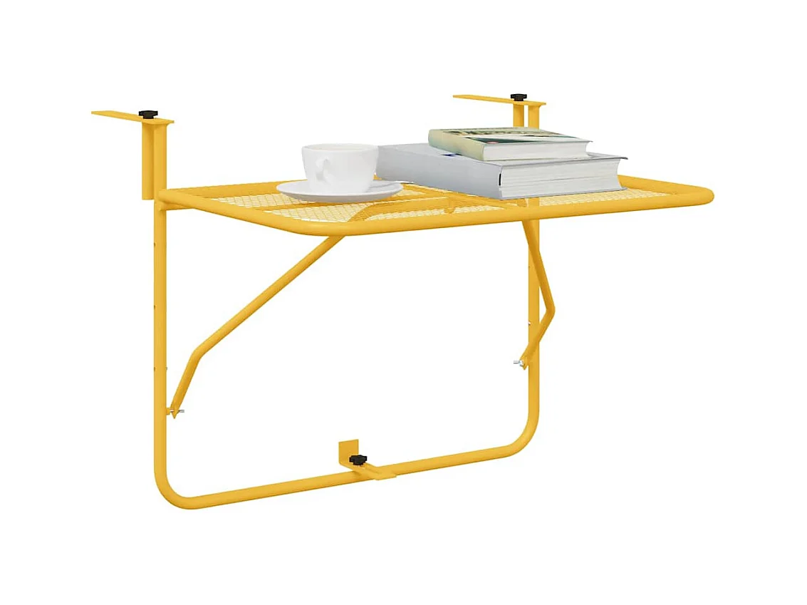 Table Suspendue de Balcon Moutarde 60 x 39 x 65 cm Acier