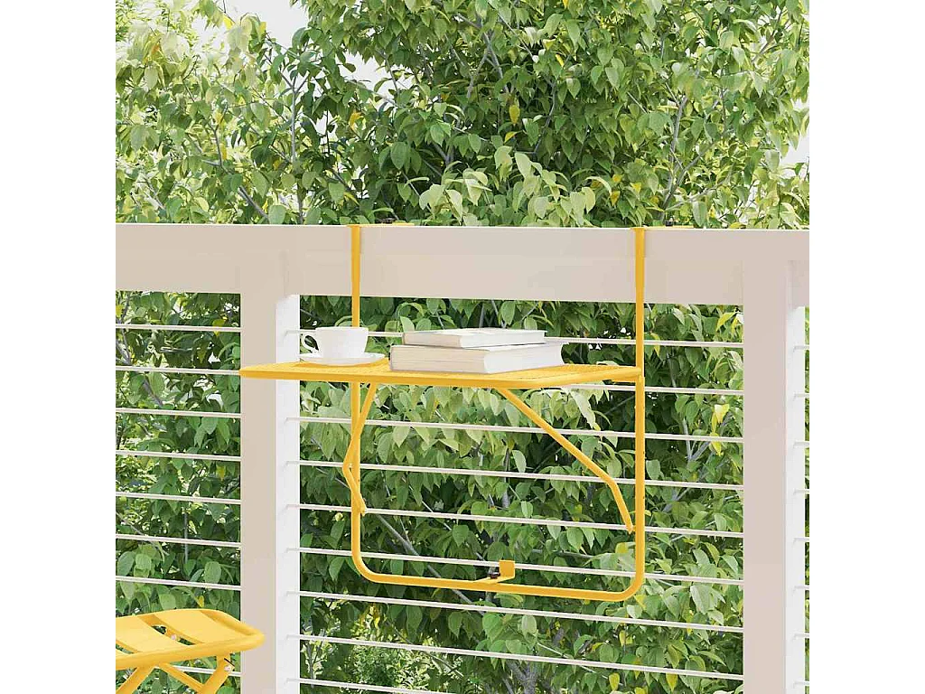 Table Suspendue de Balcon Moutarde 60 x 39 x 65 cm Acier