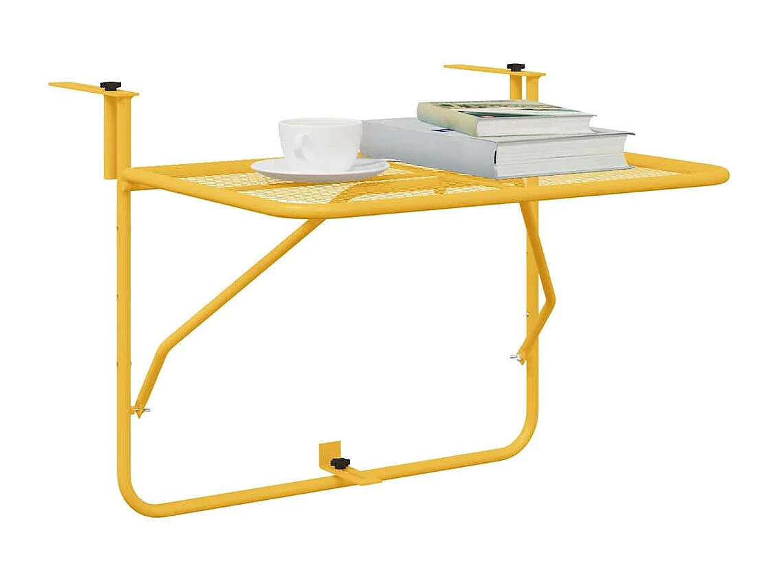 Table Suspendue de Balcon Moutarde 60 x 39 x 65 cm Acier