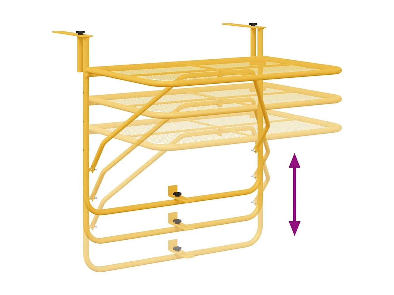 Table Suspendue de Balcon Moutarde 60 x 39 x 65 cm Acier