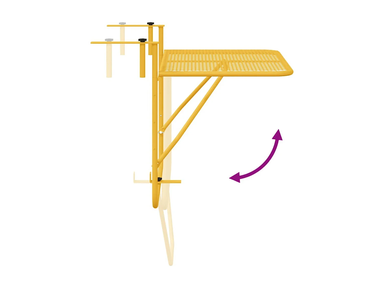 Table Suspendue de Balcon Moutarde 60 x 39 x 65 cm Acier