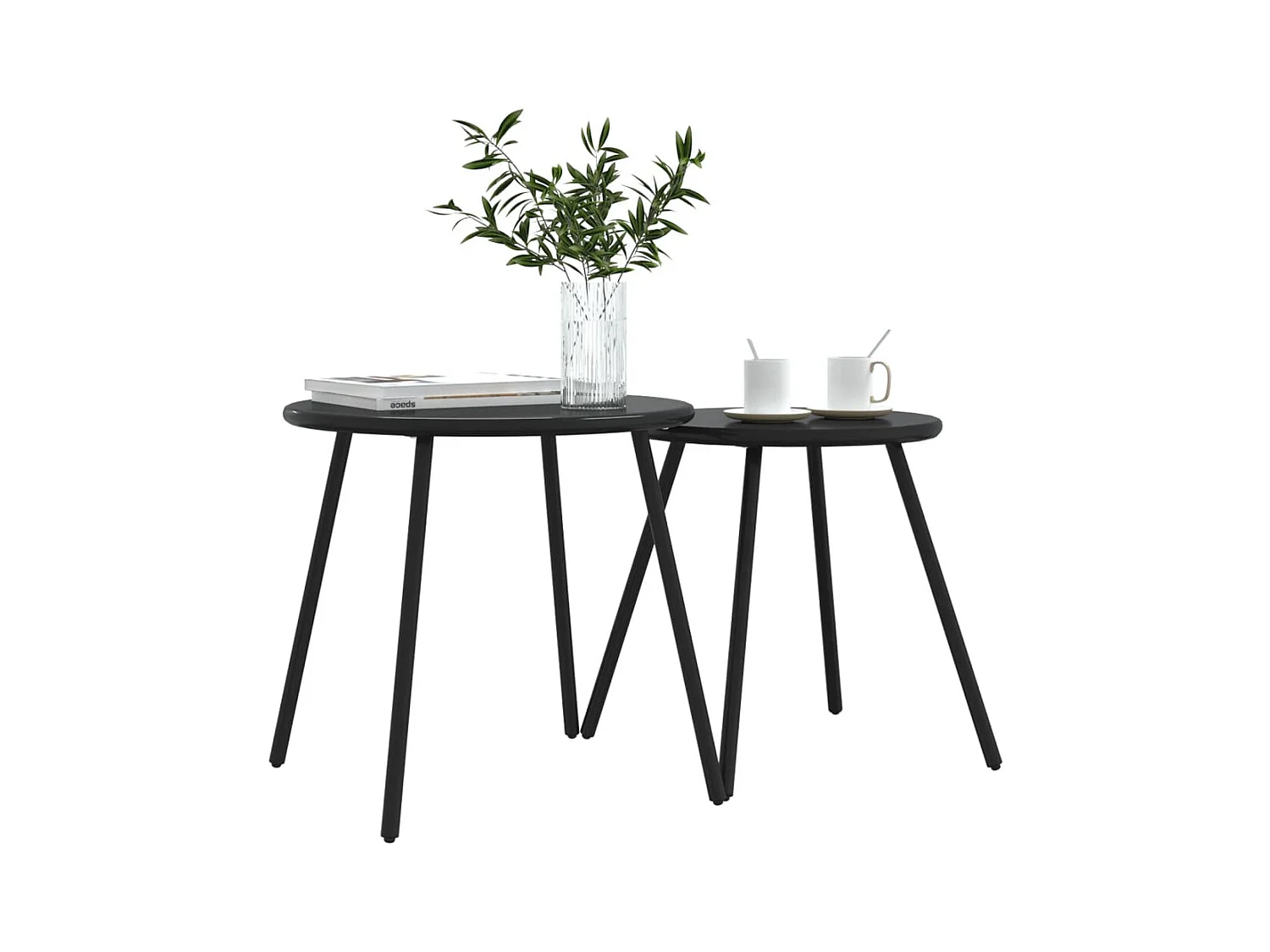 ronde tuintafels van zwart gepoedercoat staal