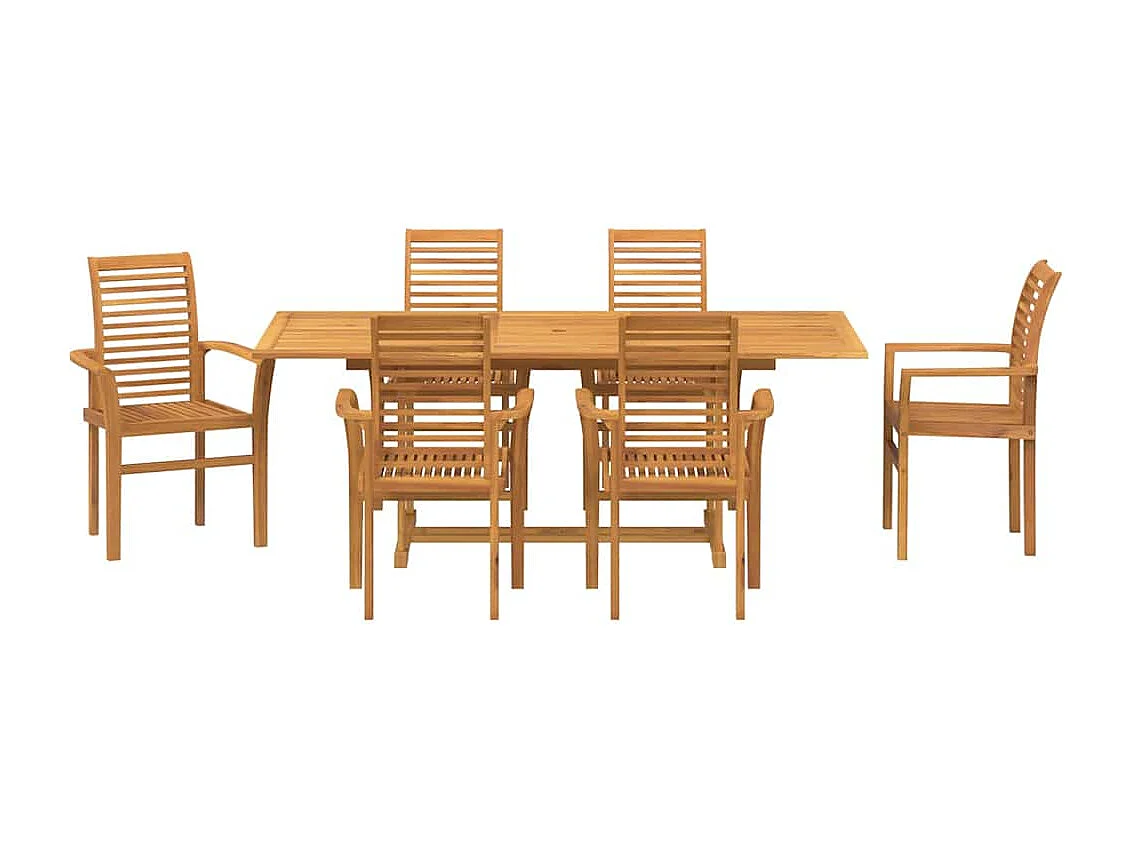 Ensemble de salle à manger pour jardin Autre 7 pcs Marron