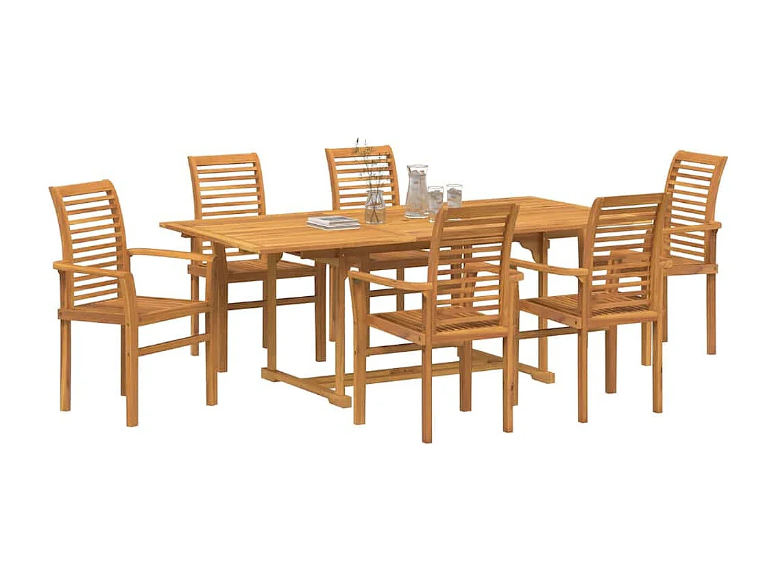 Ensemble de salle à manger pour jardin Autre 7 pcs Marron