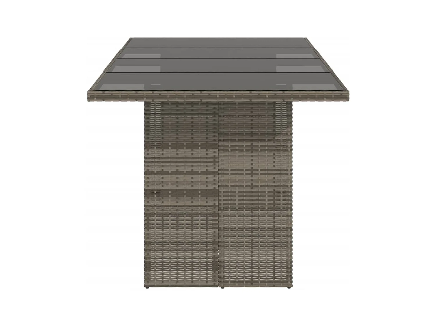 Tuintafel met grijs glazen blad 190x80x74cm geweven hars