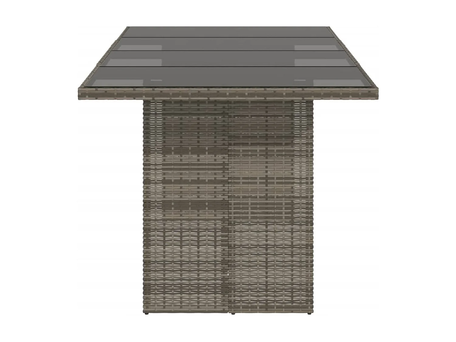 Mesa de jardín con tapa de cristal gris 190x80x74cm resina trenzada