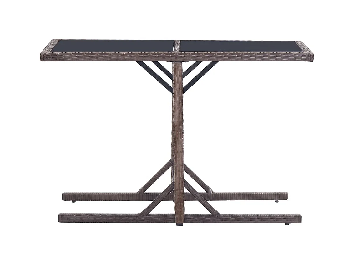 Bruine tuintafel 110x53x72 cm Glas en geweven hars