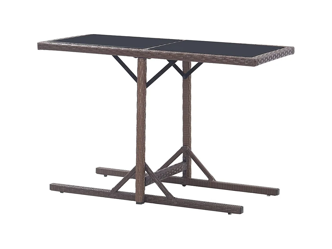 Bruine tuintafel 110x53x72 cm Glas en geweven hars