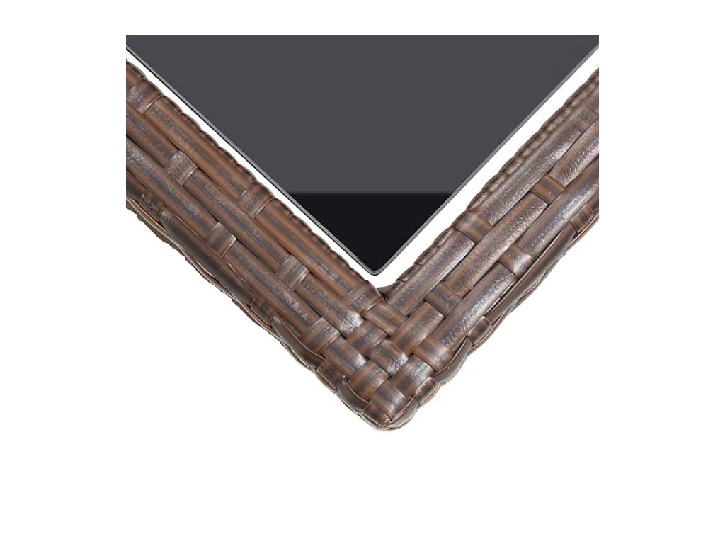 Bruine tuintafel 110x53x72 cm Glas en geweven hars