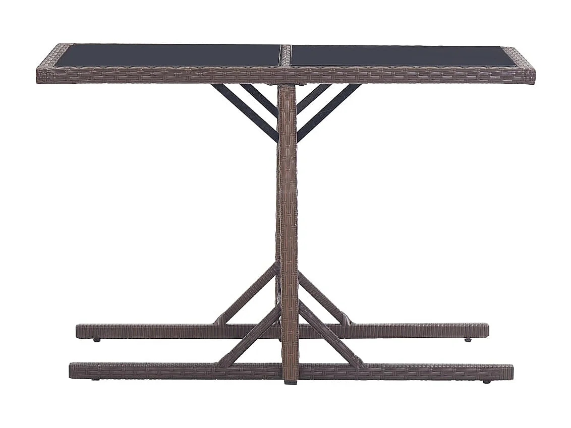 Mesa de jardín marrón 110x53x72 cm Cristal y resina trenzada