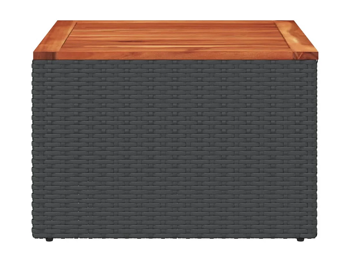 Zwarte tuintafel 55x55x37 cm gevlochten hars en acaciahout