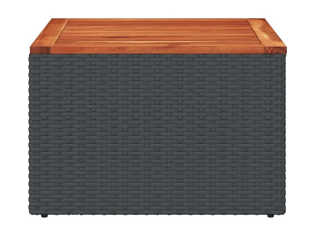 Tavolo da giardino nero 55x55x37 cm in resina intrecciata e legno di acacia