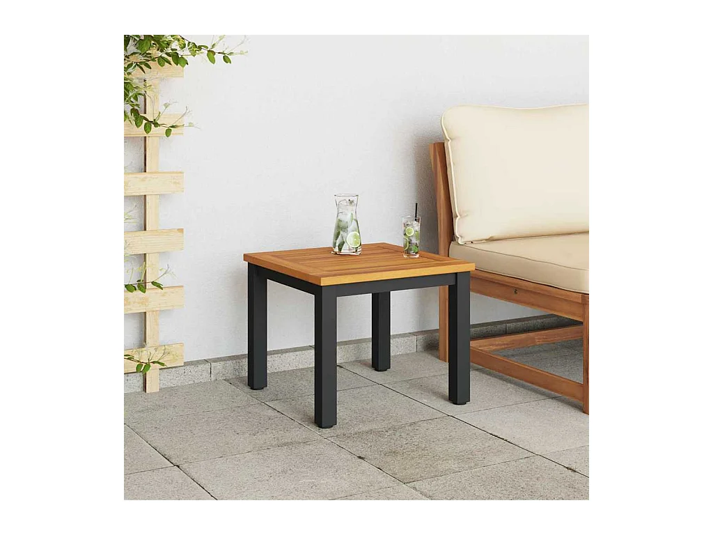 Tables de jardin Naturel et noir 45 x 45 x 38 cm