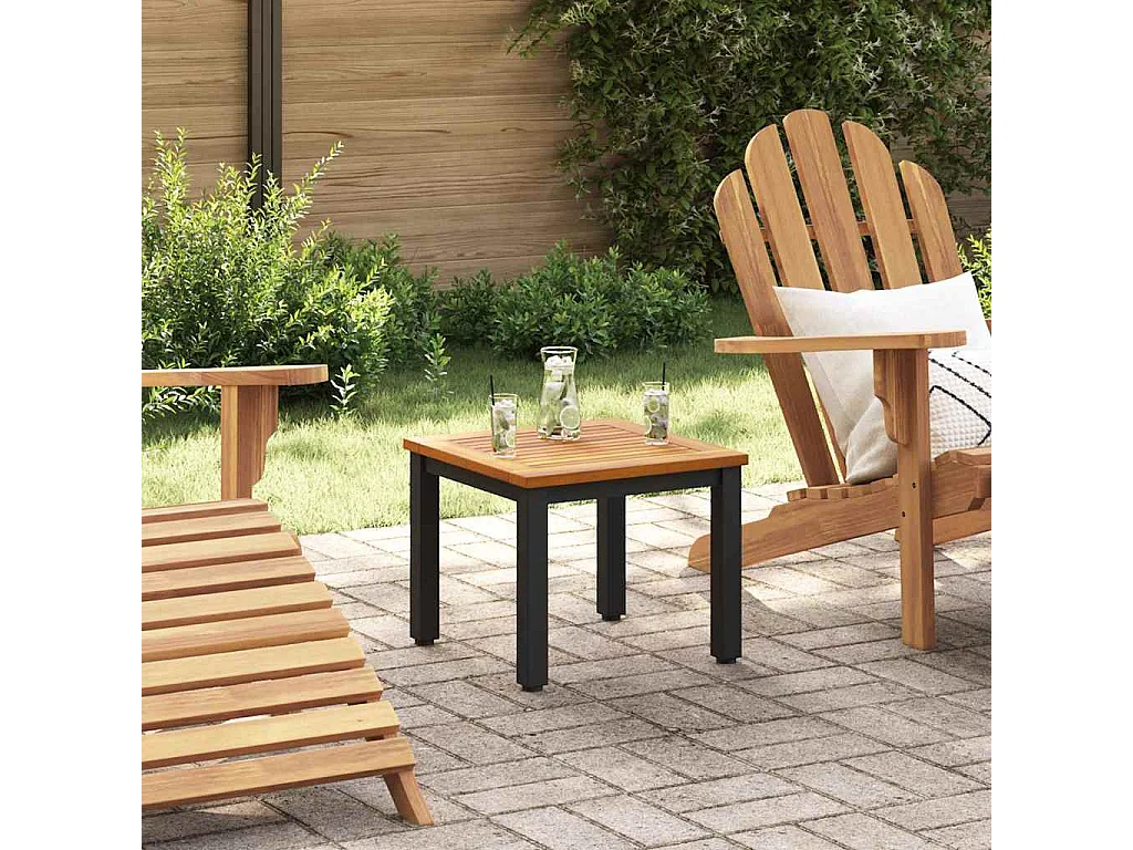 Tables de jardin Naturel et noir 45 x 45 x 38 cm