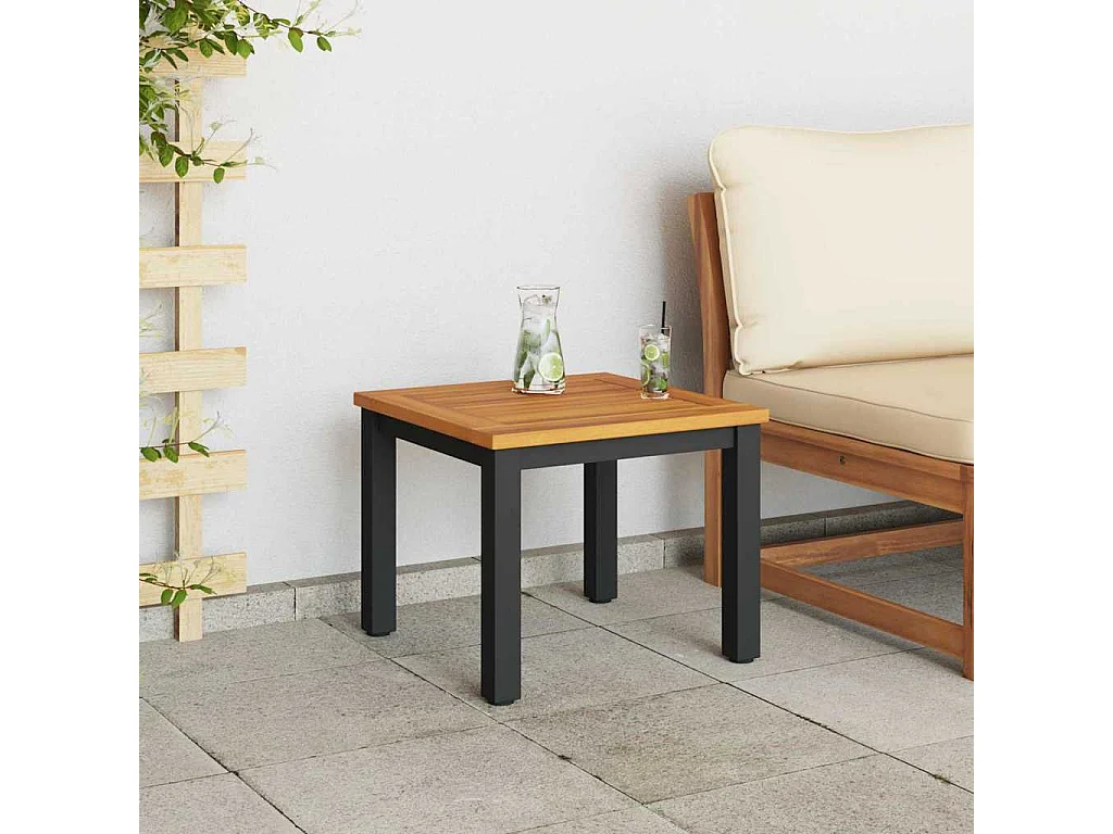 Tables de jardin Naturel et noir 45 x 45 x 38 cm
