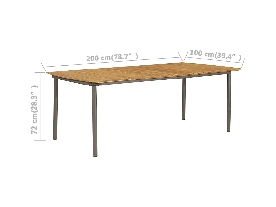 Tuintafel 200x100x72 cm Massief acaciahout en staal