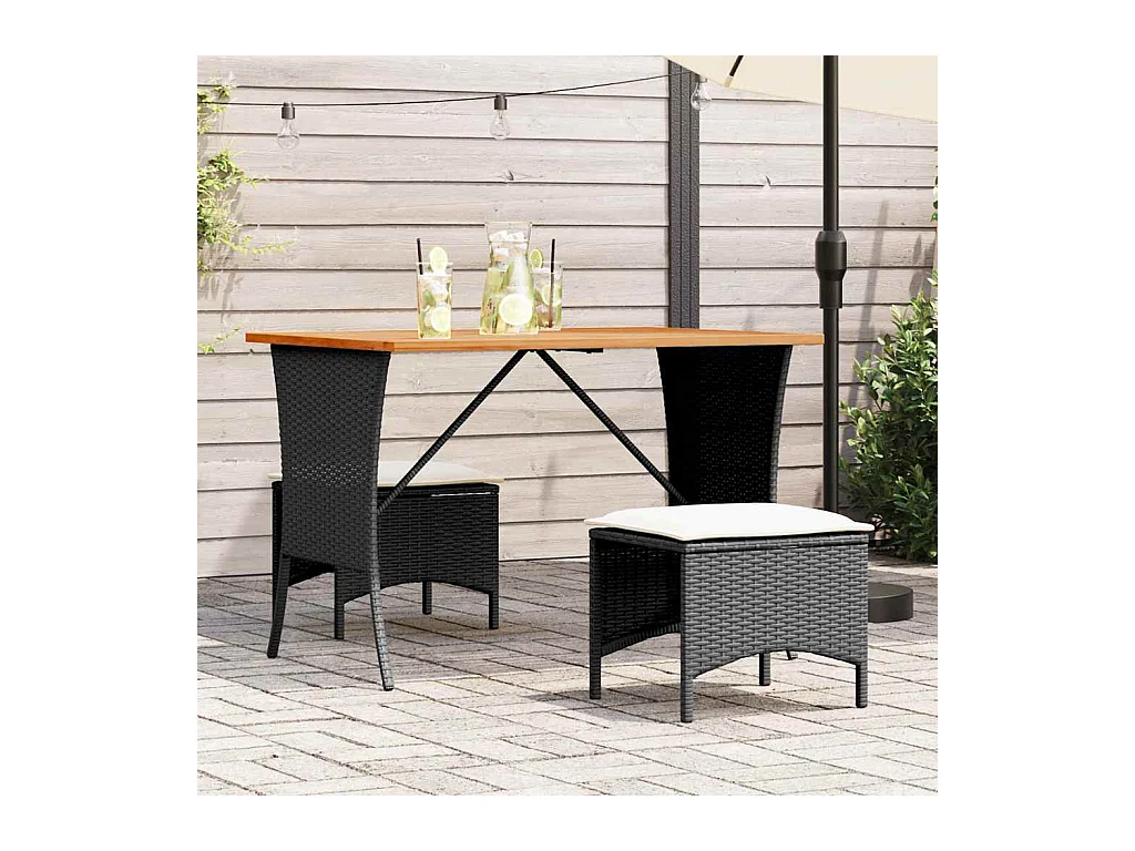 Table de jardin avec dessus en bois d'acacia noir 105x75x72 cm