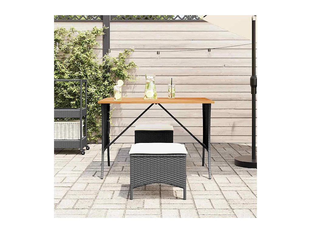Table de jardin avec dessus en bois d'acacia noir 105x75x72 cm