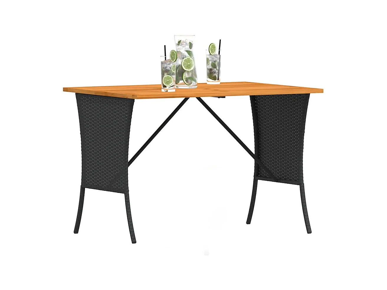Table de jardin avec dessus en bois d'acacia noir 105x75x72 cm