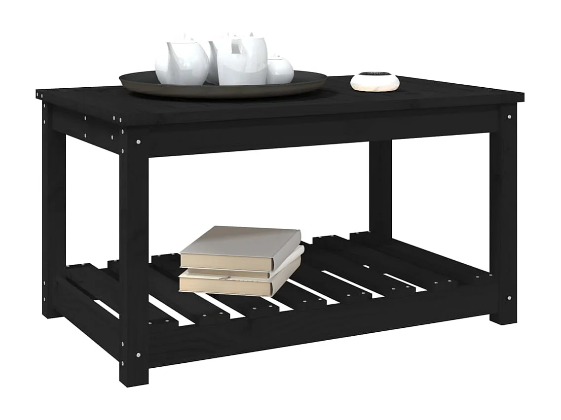 Tavolo da giardino nero 82,5x50,5x45 cm in legno massello di pino