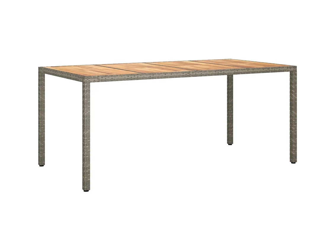 Tuintafel 190x90x75 cm Kunsthars wicker/acaciahout Grijs