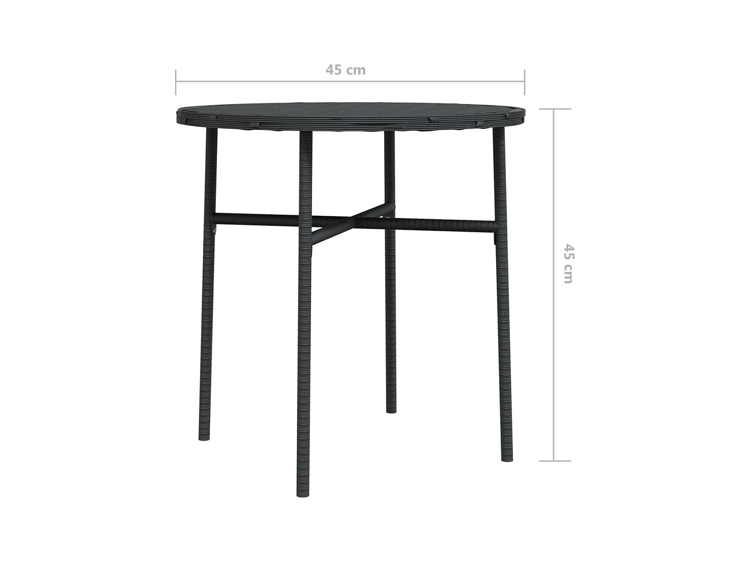 Zwarte theetafel 45 cm geweven hars