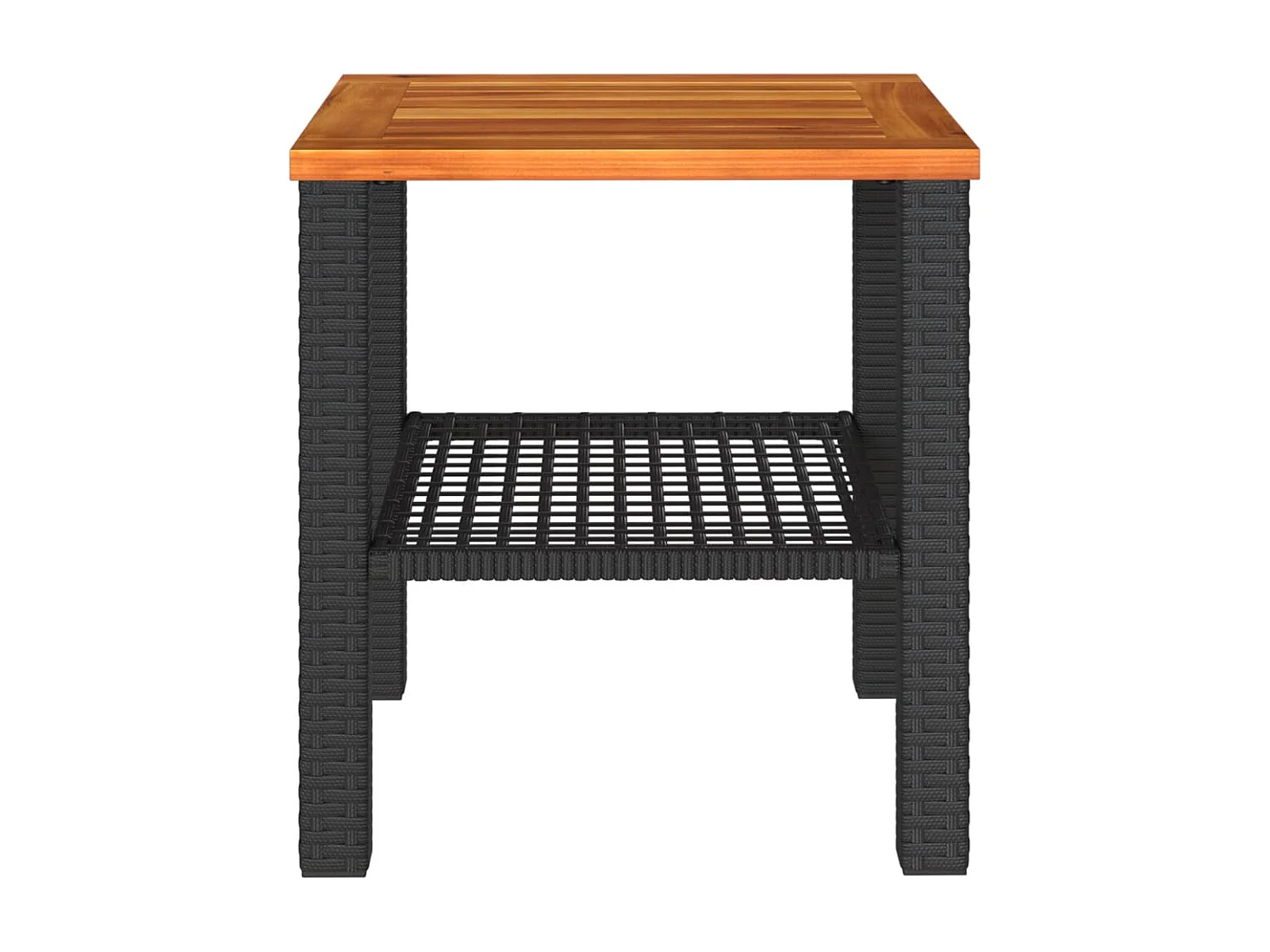 Tavolo da giardino nero 40x40x42 cm in resina intrecciata e legno di acacia
