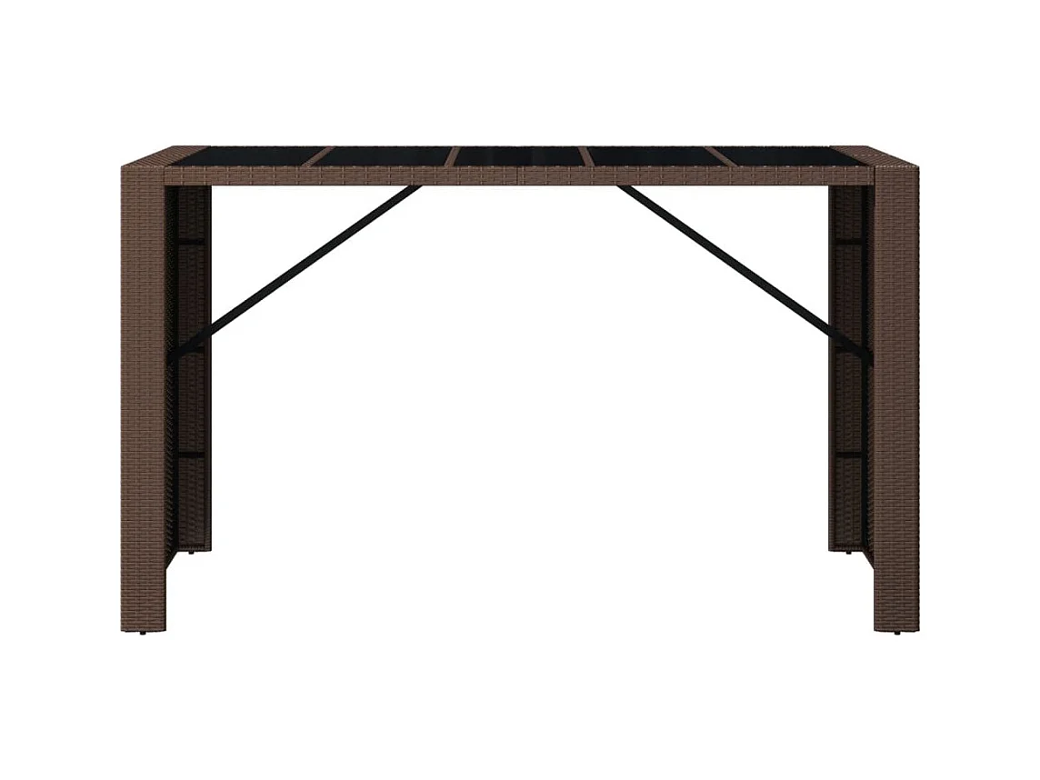 Bartafel met bruin glazen blad 185x80x110 cm polyrotan