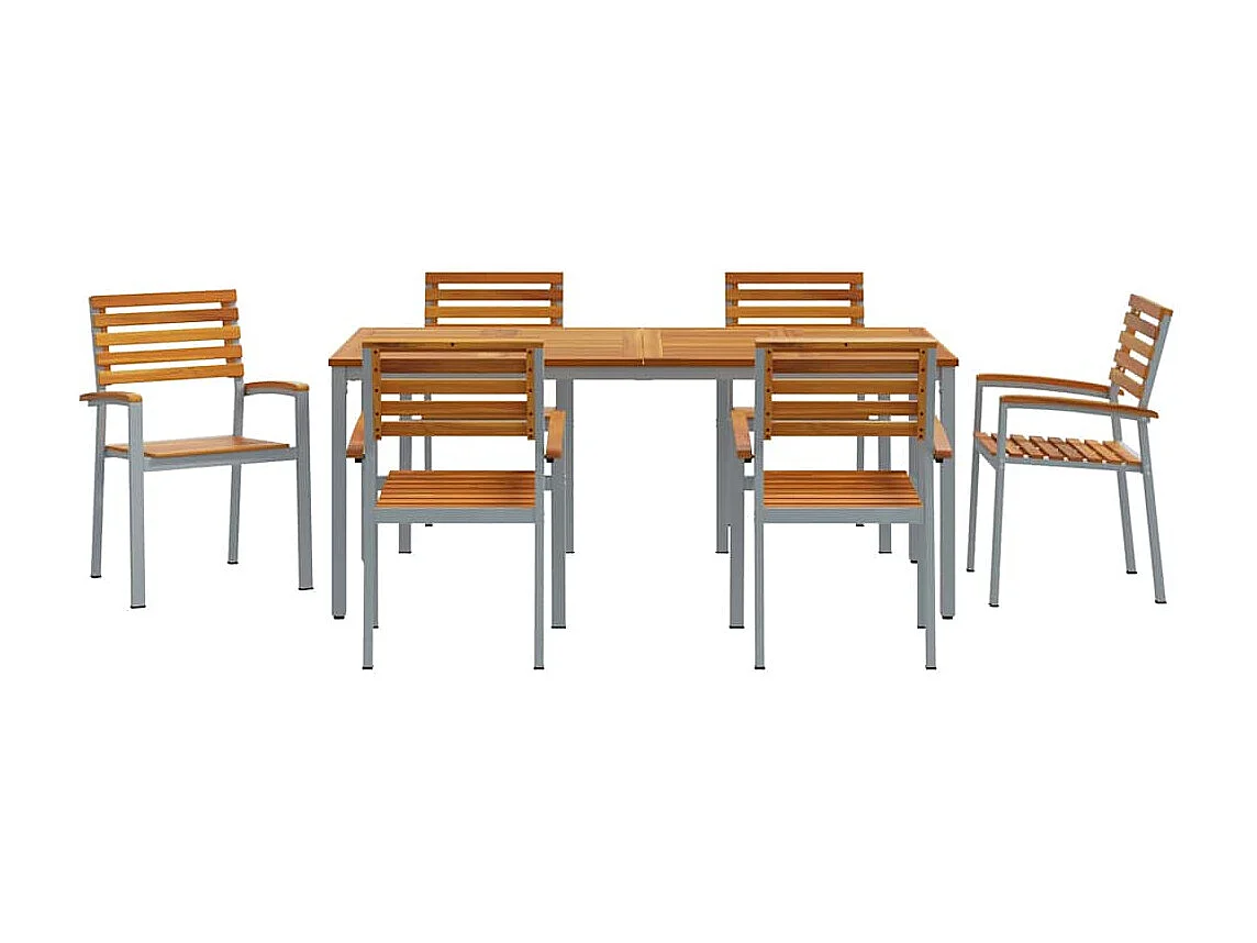 Ensemble de salle à manger pour jardin 7 pcs Gris et marron