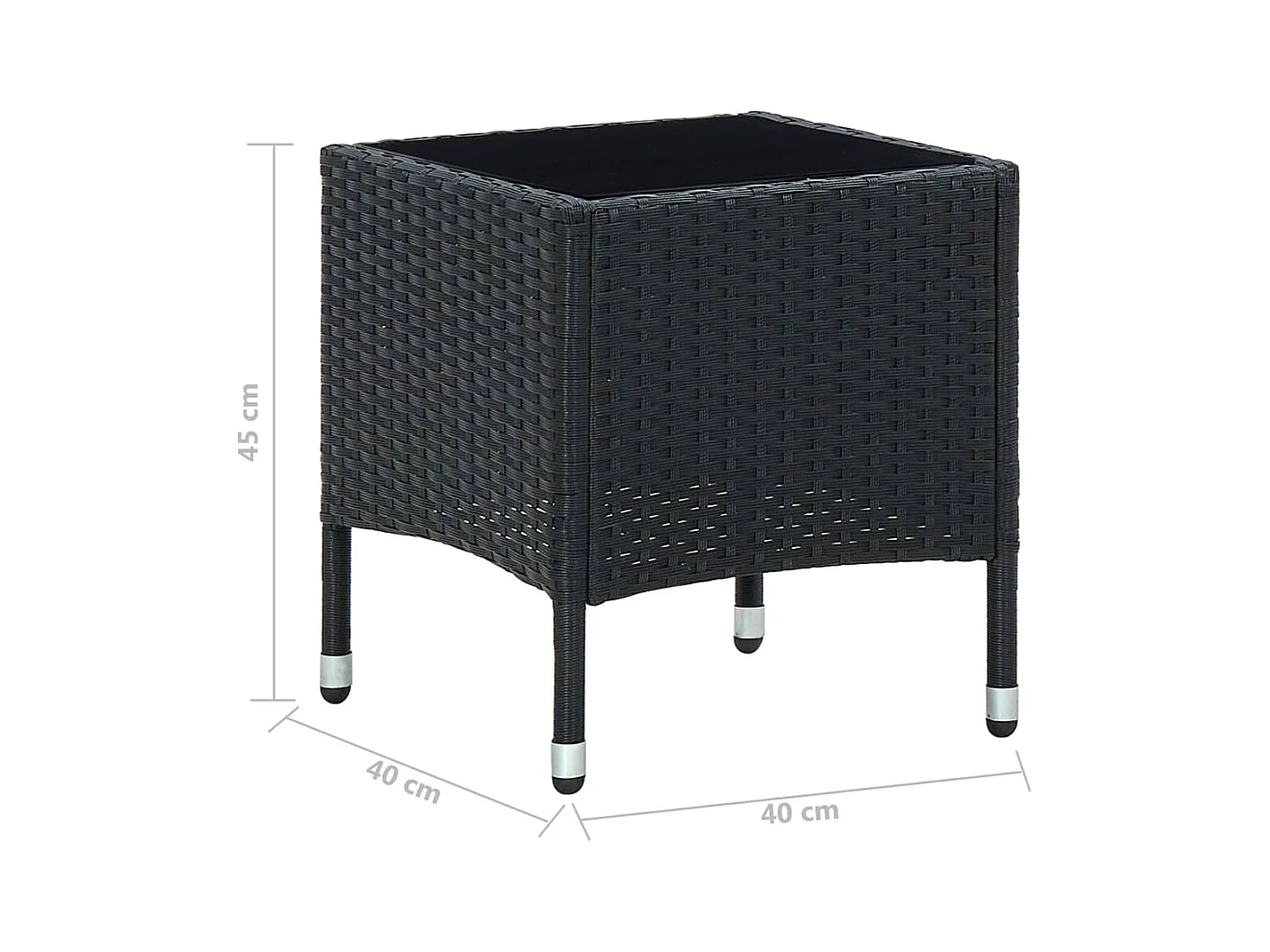 Zwarte tuintafel 40x40x45 cm geweven hars