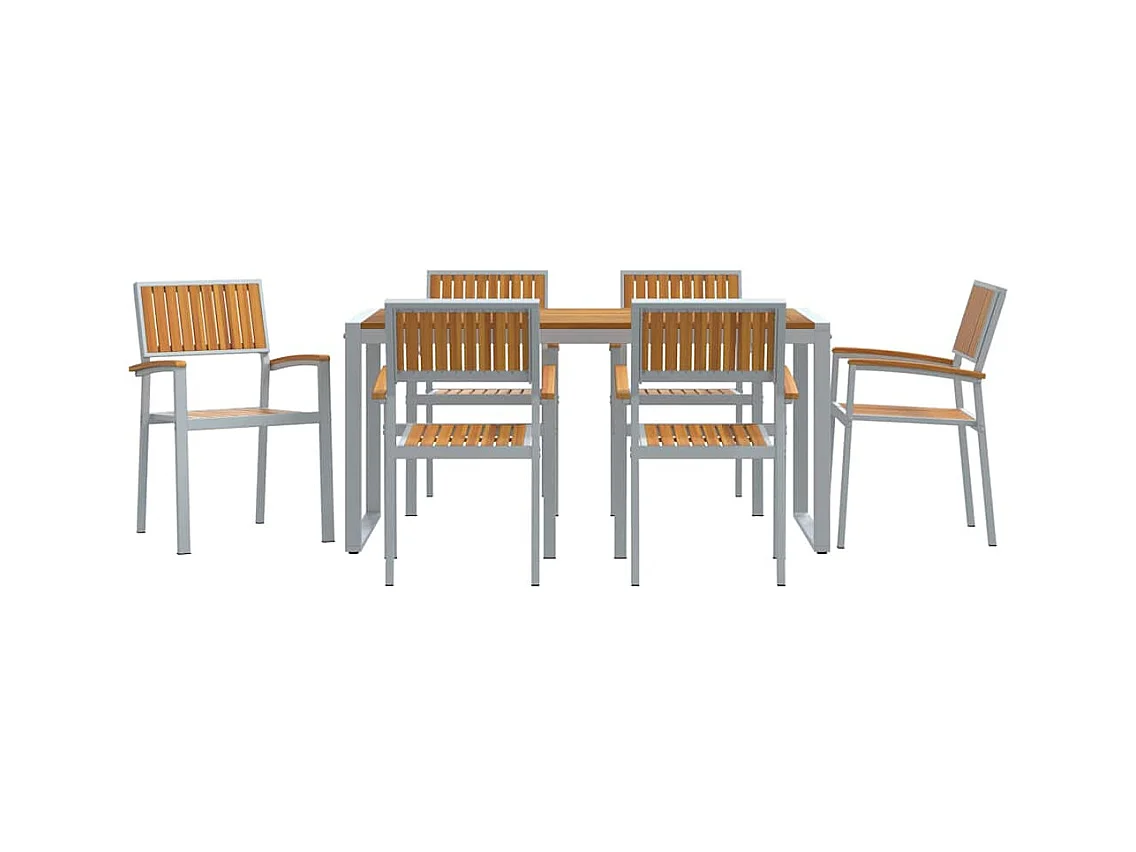Ensemble de salle à manger pour jardin 7 pcs Gris et marron