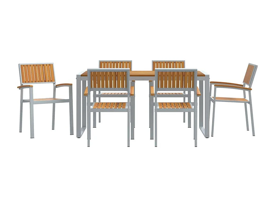 Ensemble de salle à manger pour jardin 7 pcs Gris et marron