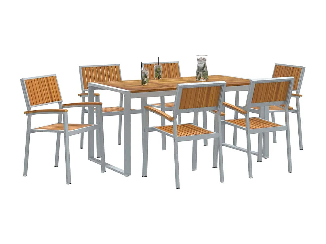 Ensemble de salle à manger pour jardin 7 pcs Gris et marron