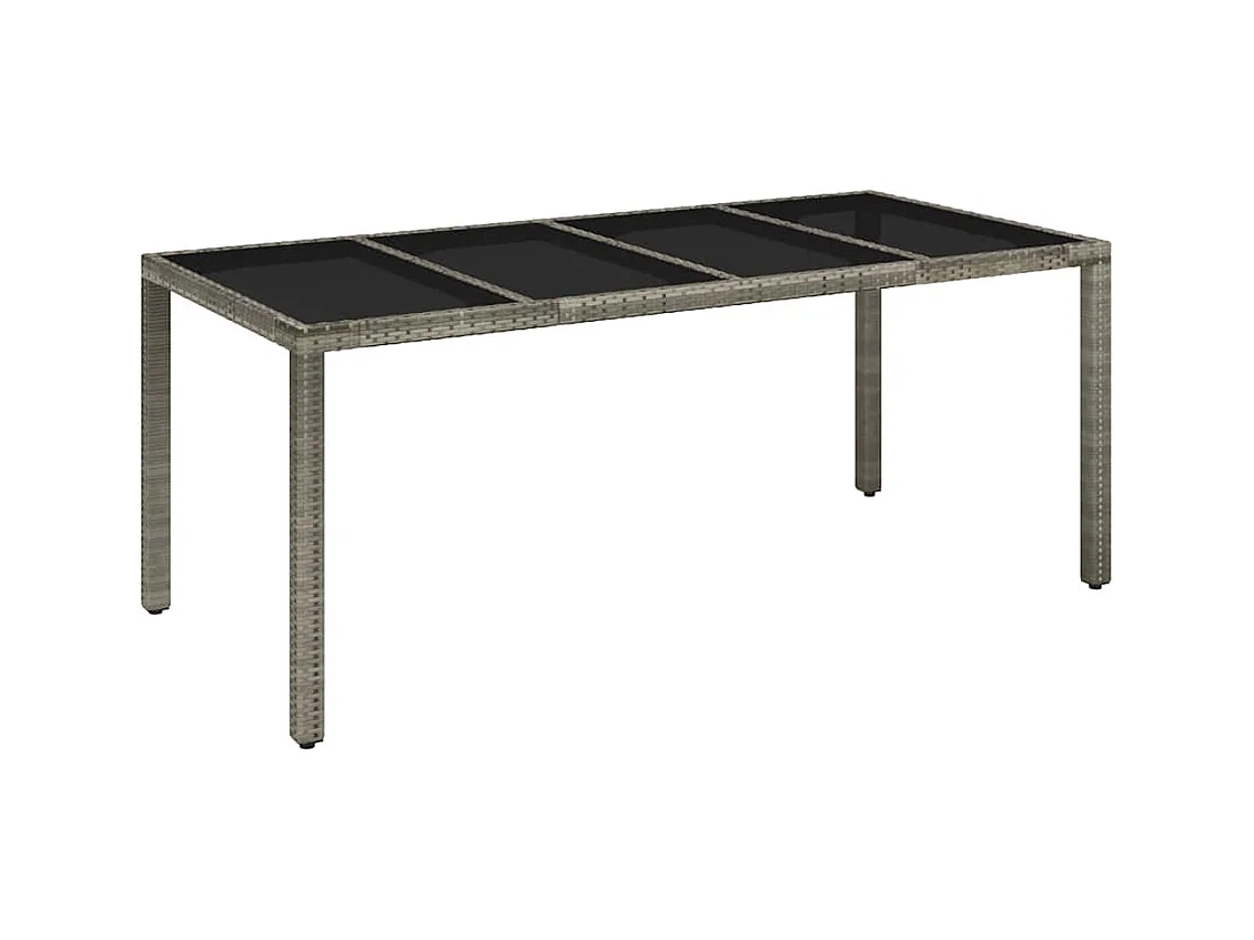 Table de jardin dessus en verre Gris 190x90x75cm Résine tressée
