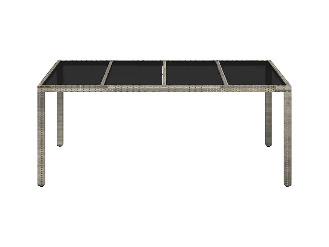 Table de jardin dessus en verre Gris 190x90x75cm Résine tressée