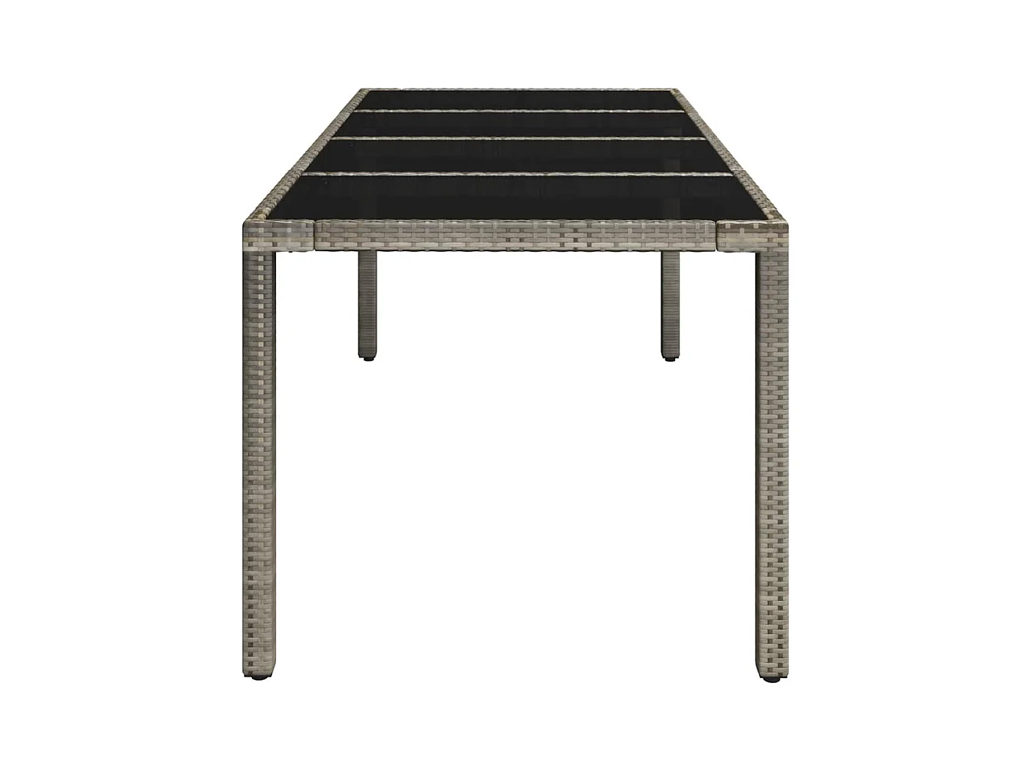 Table de jardin dessus en verre Gris 190x90x75cm Résine tressée