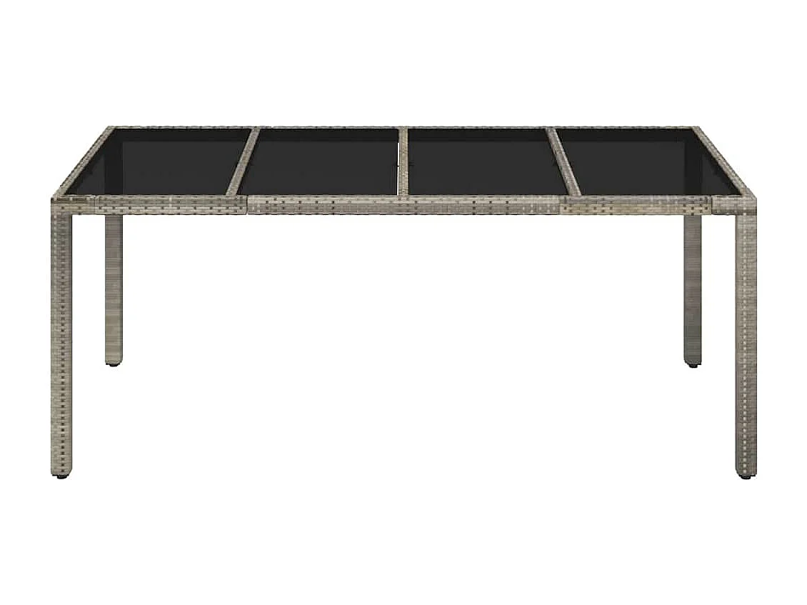 Table de jardin dessus en verre Gris 190x90x75cm Résine tressée