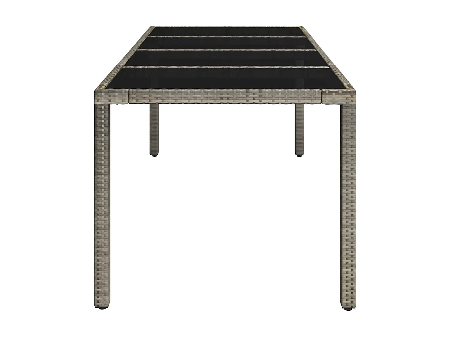 Table de jardin dessus en verre Gris 190x90x75cm Résine tressée