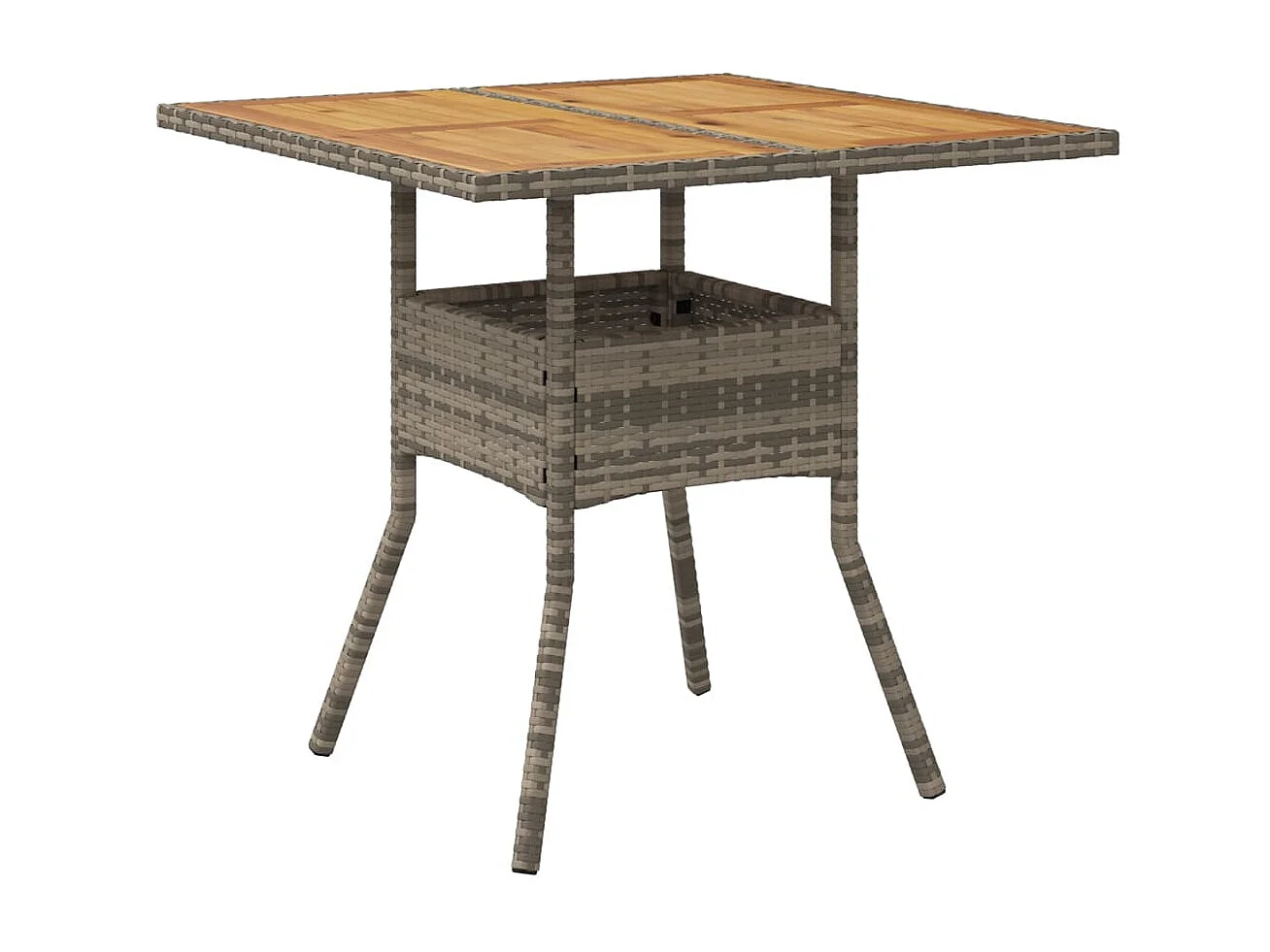 Tuintafel en blad in grijs acaciahout met gevlochten hars