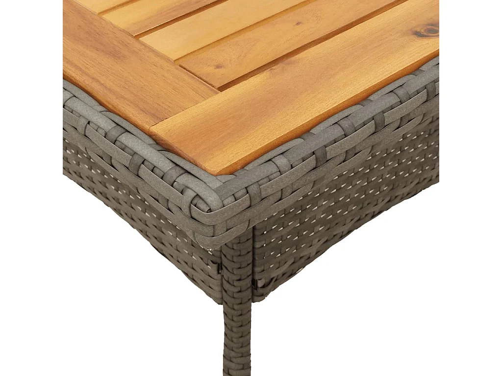 Tavolo da giardino e piano in legno di acacia grigio con resina intrecciata
