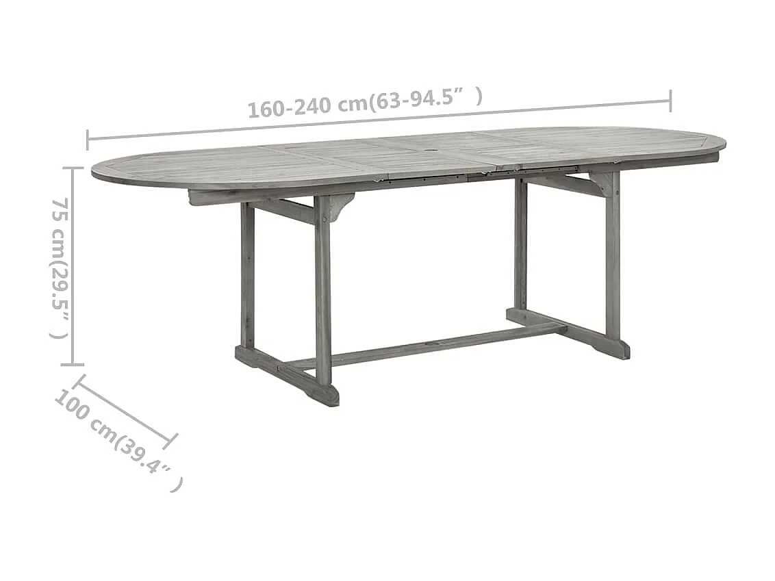 Tuintafel (160-240) x 100 x 75 cm massief acaciahout