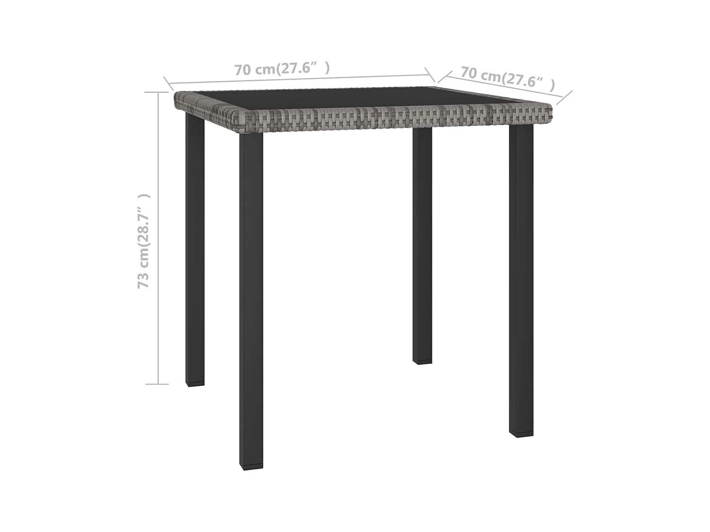 Tuintafel Grijs 70x70x73 cm Hars wicker