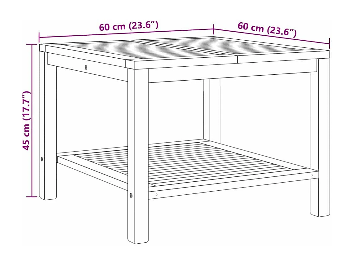 Table basse Marron 60 x 60 x 45 cm Bois de teck solide