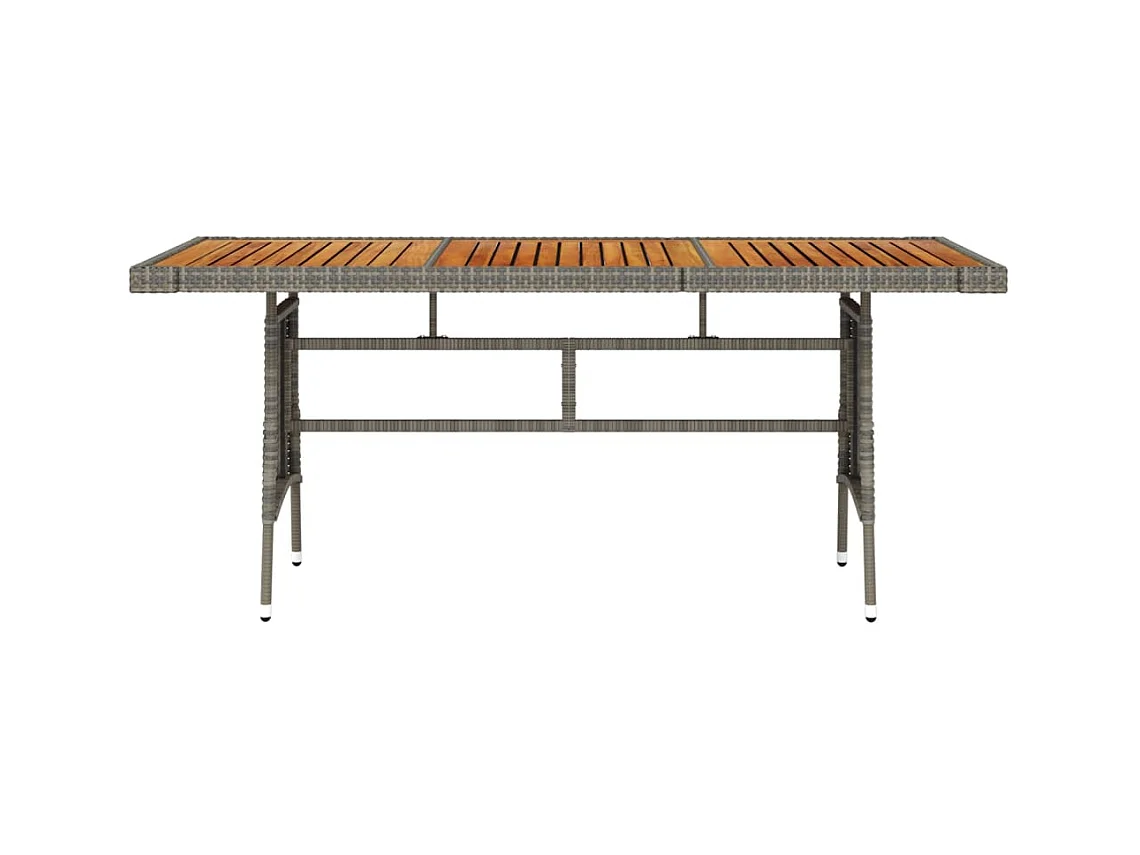 Grijze tuintafel 160x70x72 cm Gevlochten hars en acacia