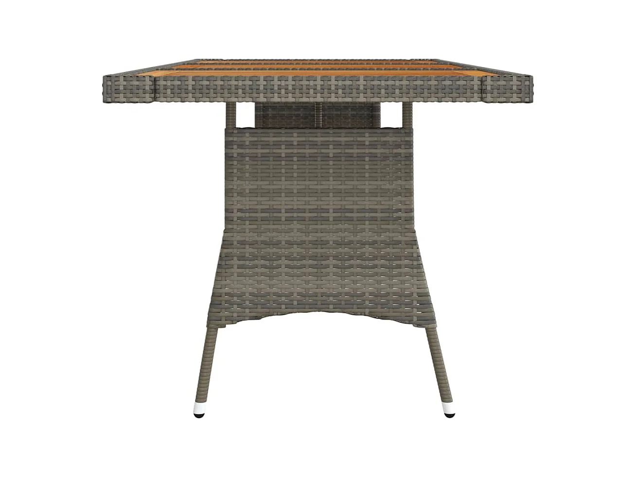 Grijze tuintafel 160x70x72 cm Gevlochten hars en acacia
