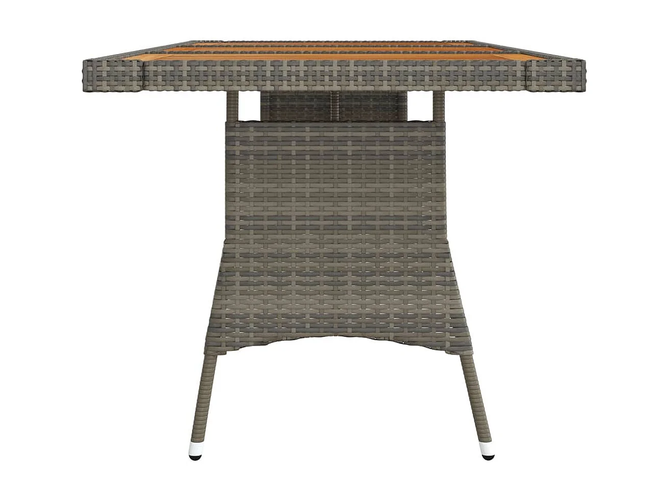 Tavolo da giardino grigio 160x70x72 cm Resina intrecciata e acacia