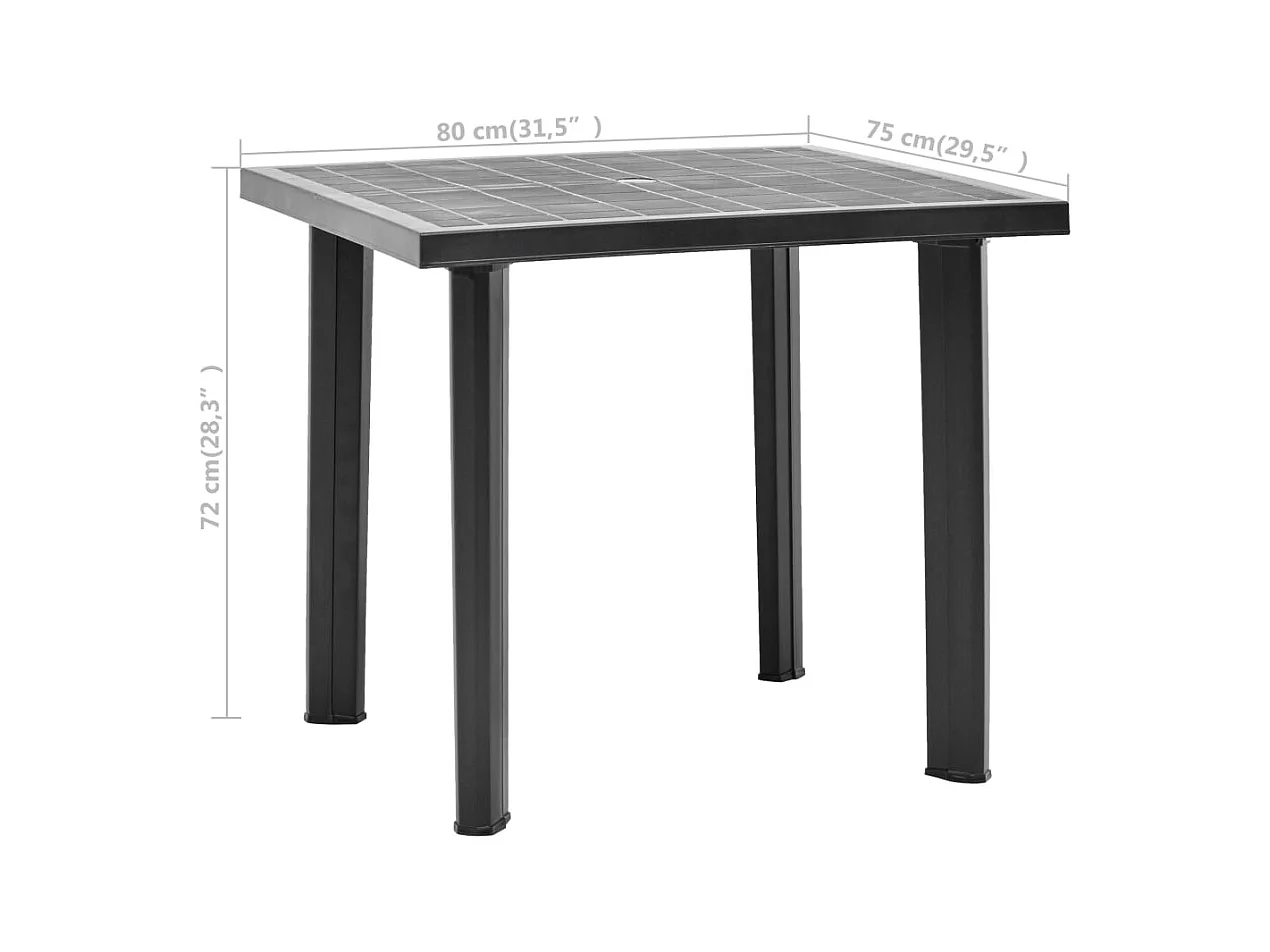 Antraciet tuintafel 80x75x72 cm Kunststof