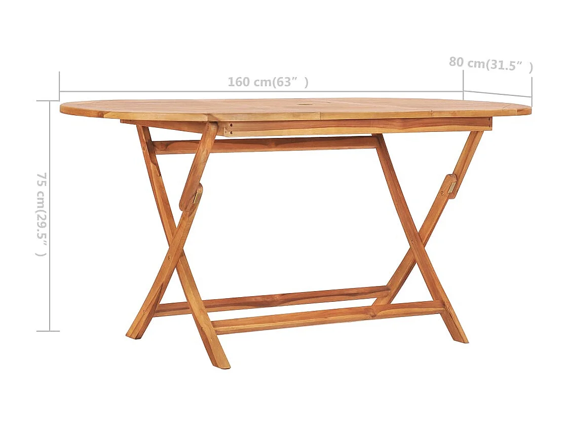 Mesa de jardín plegable 160x80x75 cm Madera maciza de teca