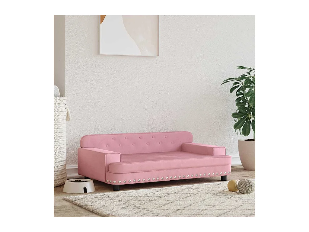 Cuccia rosa per cani 90x53x30 cm in velluto